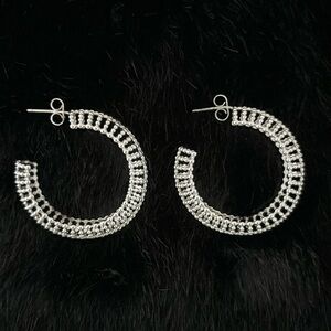 Silver metal hoop earrings